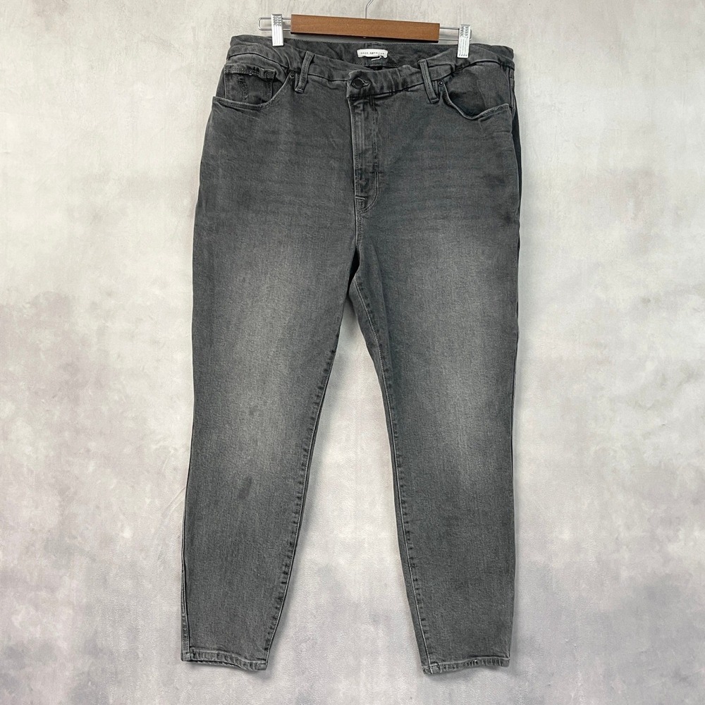 Good American Womens Good Curve Skinny Jeans 16 Washed Black High Rise Stretch